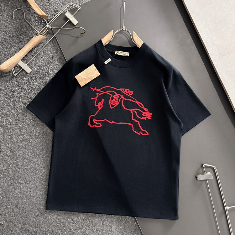 버버리 2025SS 봄/여름 최신 라운드넥 반팔 티셔츠,