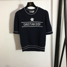 디올 뉴 스타 레터 자카드 울 블렌드 반팔 스웨터