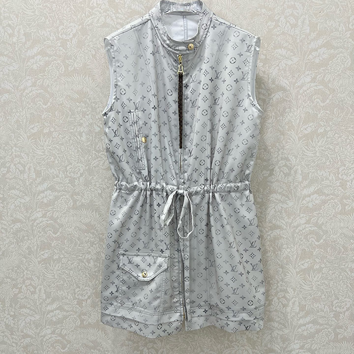 루이비통 뉴 스타일 스탠드업 칼라 프린트 베스트 드레스