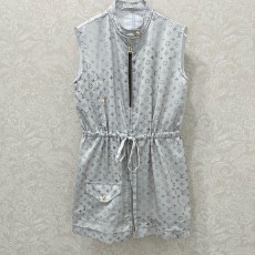 루이비통 뉴 스타일 스탠드업 칼라 프린트 베스트 드레스