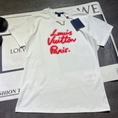 루이비통 새로운 체인 라운드넥 프린트 반팔 티셔츠