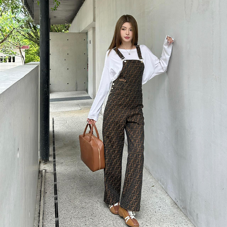 펜디 FF 브라운 오버올 클래식 바지