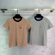 프라다 스트라이프 포켓 마이크로 로고 슬림핏 반팔 티셔츠