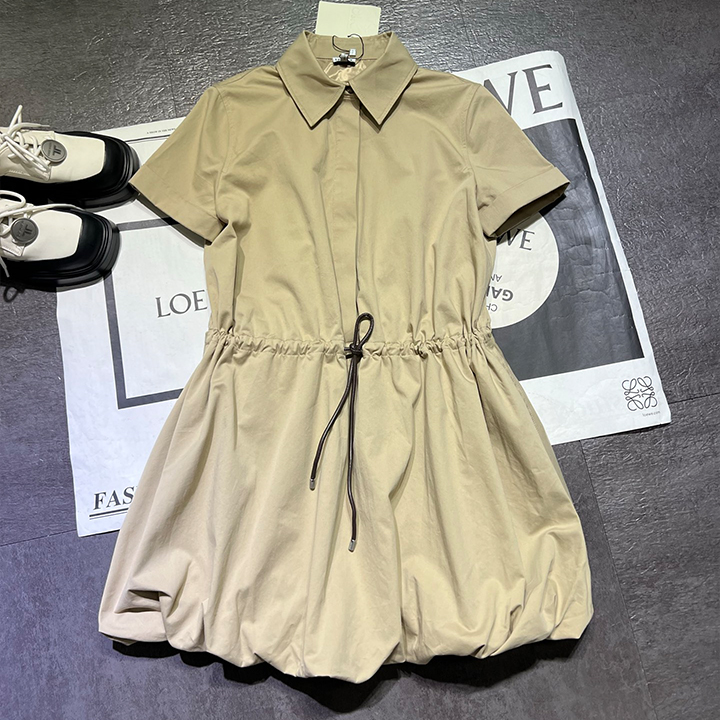 로에베 실크 드레스 코튼 반팔 미니 스커트