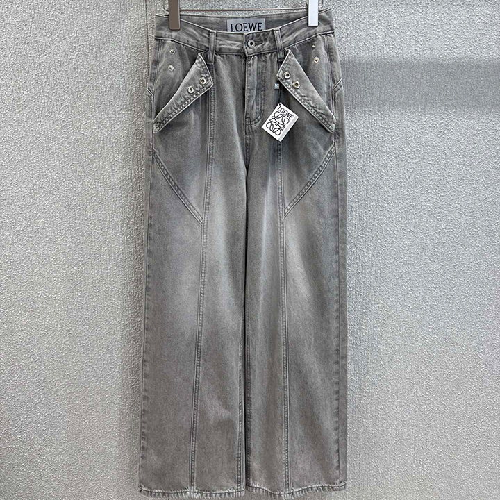 로에베 플랩 백포켓 자수 레터링 데님 팬츠