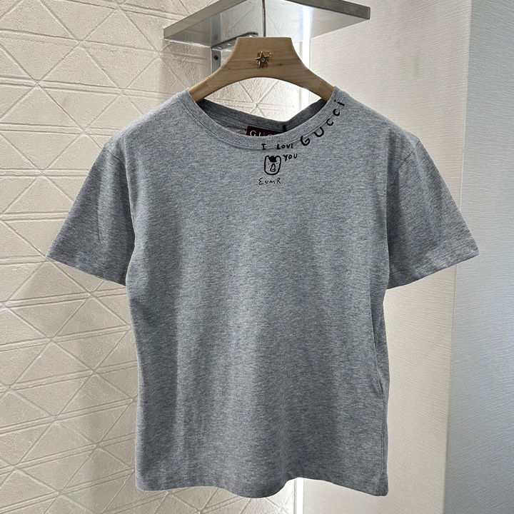 구찌 인쇄된 슬림핏 문자 티셔츠