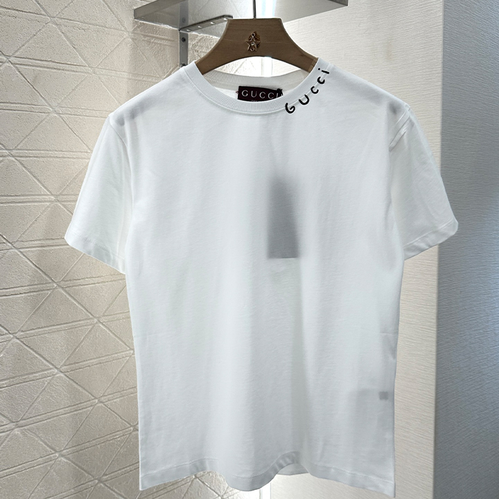 구찌 인쇄된 슬림핏 문자 티셔츠