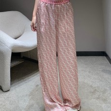 펜디 리본 배색 와이드 팬츠