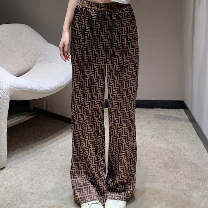 펜디 리본 배색 와이드 팬츠