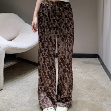 펜디 리본 배색 와이드 팬츠