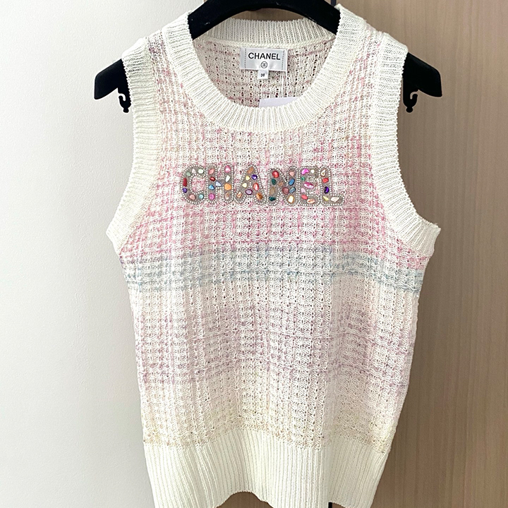 샤넬 비즈 로고 니트 베스트