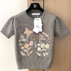 디올 자수 나비 니트 반소매