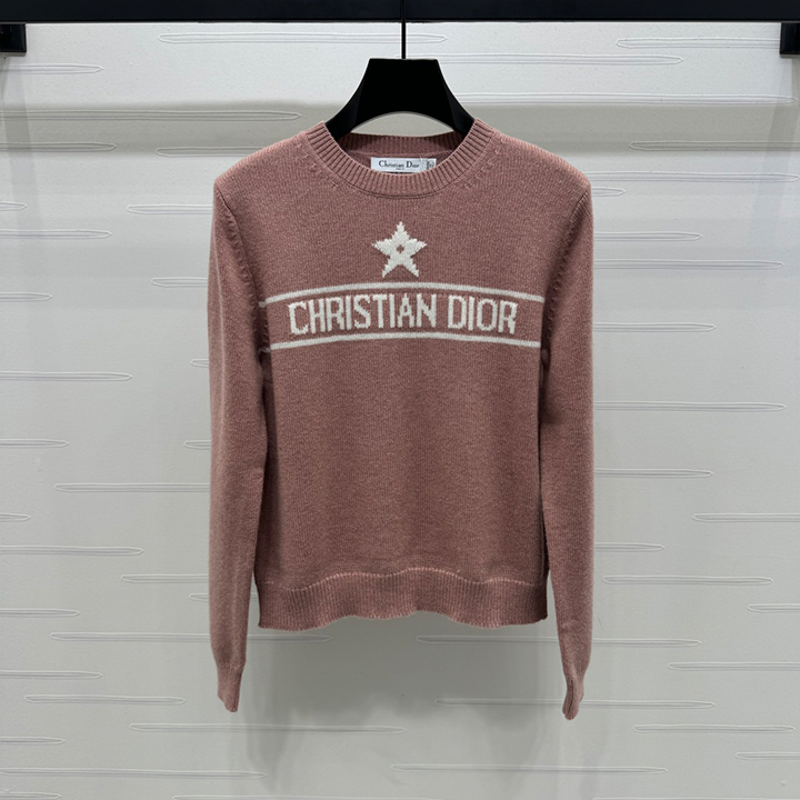 디올 울 원사 직조 질감, 고급스럽고 편안한 부드러운 라운드넥 긴팔 스웨터