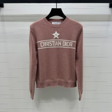 디올 울 원사 직조 질감, 고급스럽고 편안한 부드러운 라운드넥 긴팔 스웨터