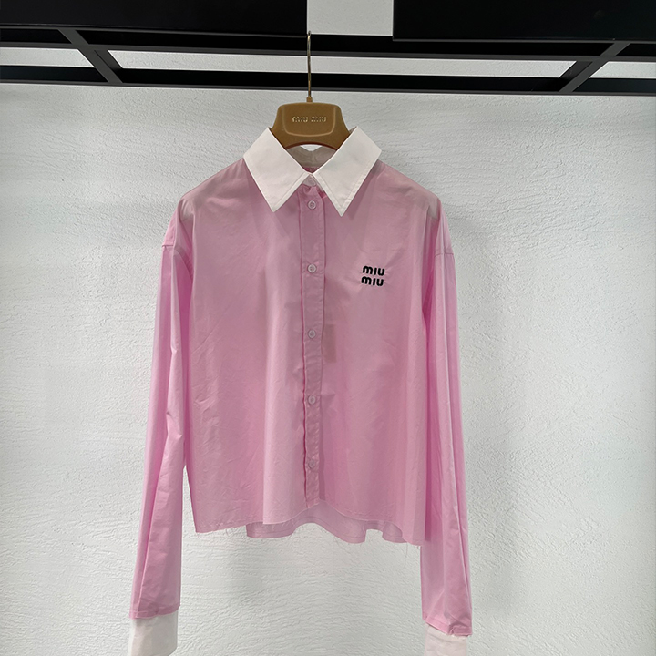 미우미우 로고 자수 반팔 긴팔 셔츠