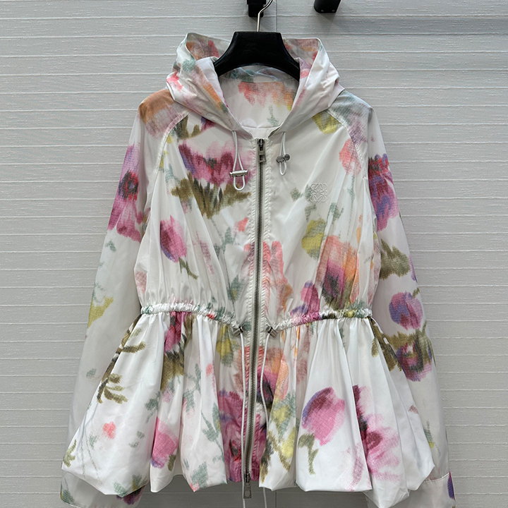 로에베 플라워 프린트 선스크린 후드 얇은 재킷