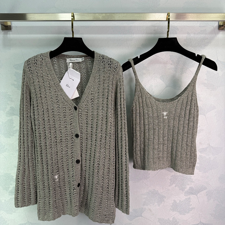 디올 서스펜더 니트 가디건 투피스 세트