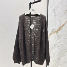 로에베 로고 자수 장식 V넥 니트 가디건