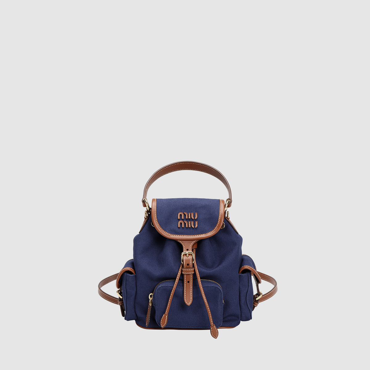 미우미우 캔버스 및 가죽 백팩 5BZ043