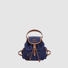 미우미우 캔버스 및 가죽 백팩 5BZ043