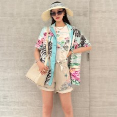 디올 100% 트윌 실크 소재 뉴 시티 리미티드 시리즈 실크 프린트 셔츠