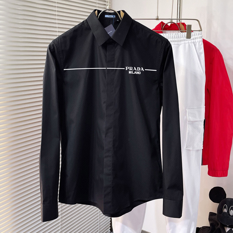 프라다 최신 남성 필수 셔츠, 100% 천연 면 소재