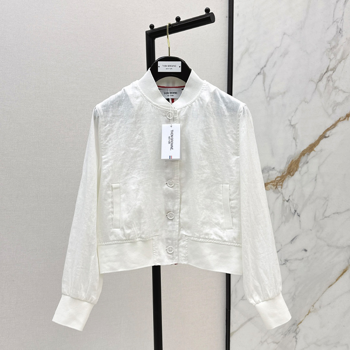 톰브라운 초가을을 위한 최신 클래식 콘트라스트 컬러 리본 패치워크 재킷