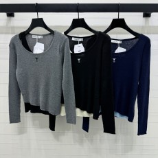 디올 콘트라스트 컬러 페이크 투피스 니트 탑