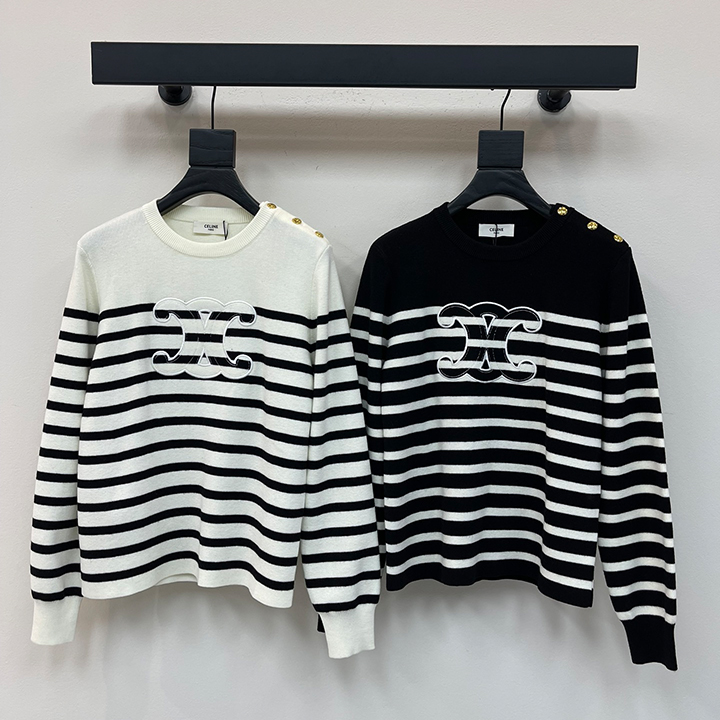 셀린* 울 니트 소재 스트라이프 니트 긴소매