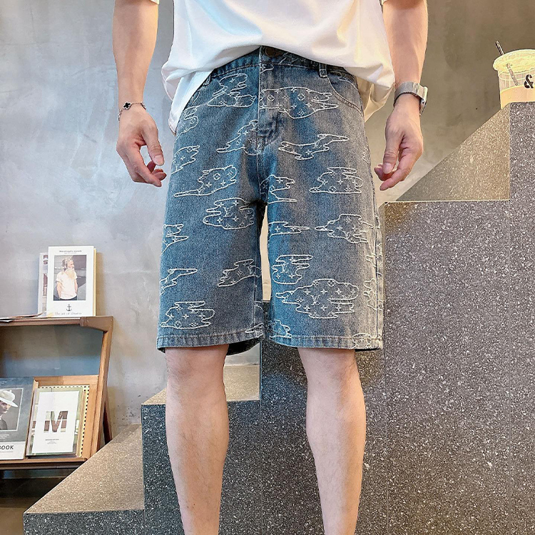 루이비통 오리지널 데님 반바지, 브랜드 클래식 로고 디자인