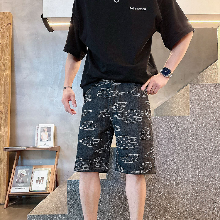 루이비통 오리지널 데님 반바지, 브랜드 클래식 로고 디자인