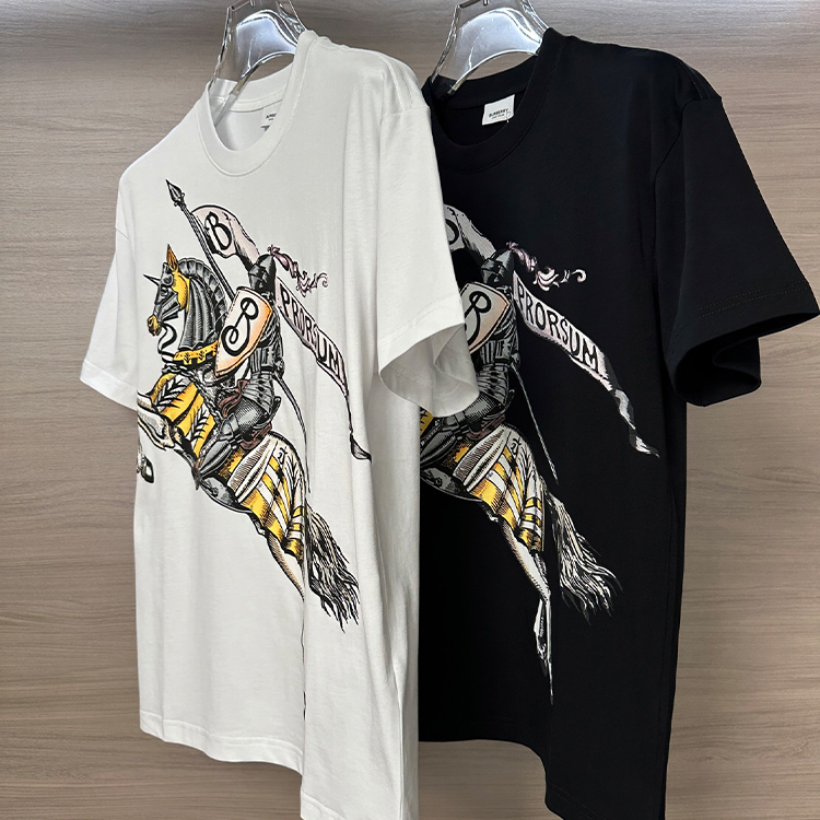 버버리 25SS 신상 여름 모델, 최신 반팔 크루넥 티셔츠