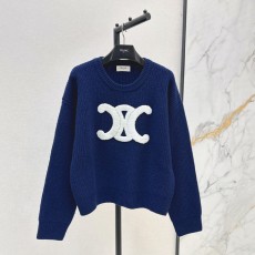 셀린* 100% 수입 울 원사 질감 가을 겨울 아크 드 트리옹프 로고 울 스웨터