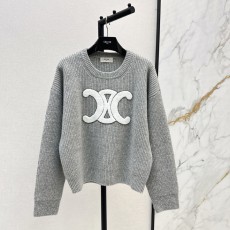셀린* 100% 수입 울 원사 질감 가을 겨울 아크 드 트리옹프 로고 울 스웨터