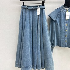 짐머만 초가을을 위한 최신 워싱 블루 데님 롱 스커트