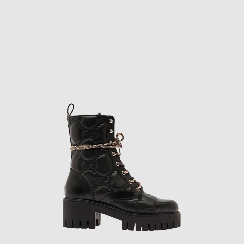 구찌 퀼팅 가죽 레이스업 부츠 742794