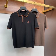 로로피아나 남성용 고급 심플 옷깃 두꺼운 니트 스웨터 반팔