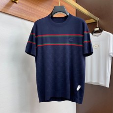 구찌 남성용 고급 심플 라운드넥 두꺼운 니트 스웨터 반팔