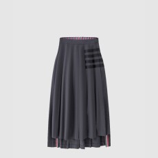 톰브라운 플레인 위브 4바 플리츠 미디 스커트
