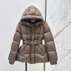 셀린* 아크 드 트리옹프 가죽 로고 후드 웨이스트 다운 재킷