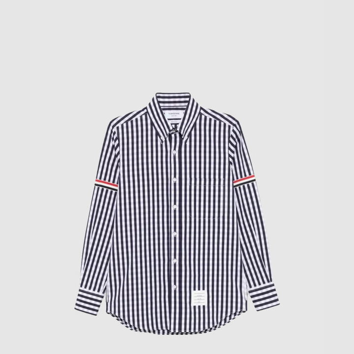 톰브라운 깅엄 체크 포플린 암밴드 셔츠