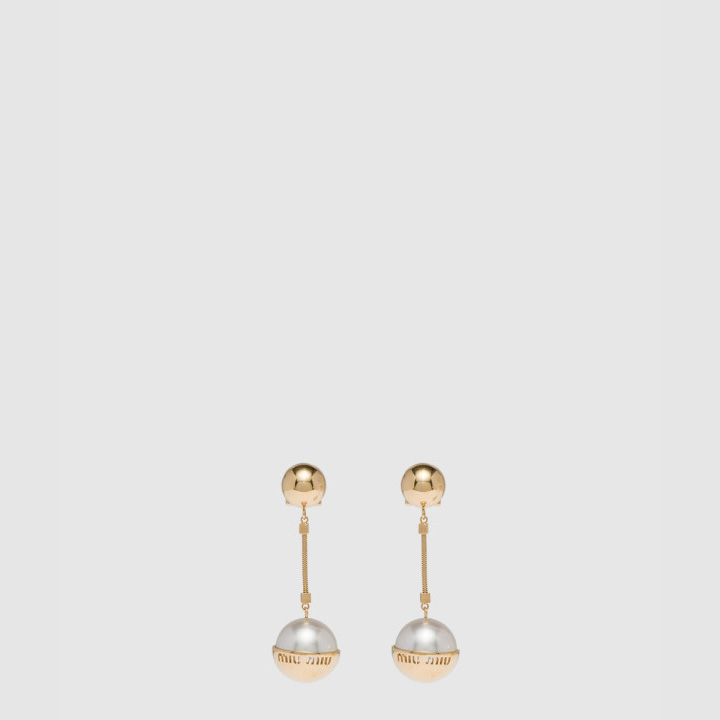 미우미우 메탈 및 펄 귀걸이 5JO908
