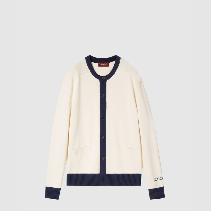 구찌 인타르시아가 있는 코튼 카디건