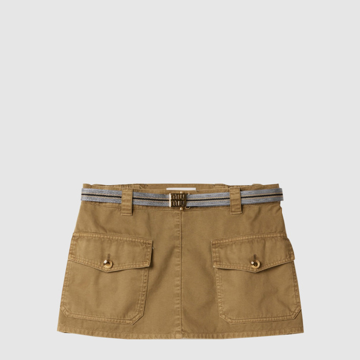 미우미우 가먼트다이드 코튼 새틴 미니스커트