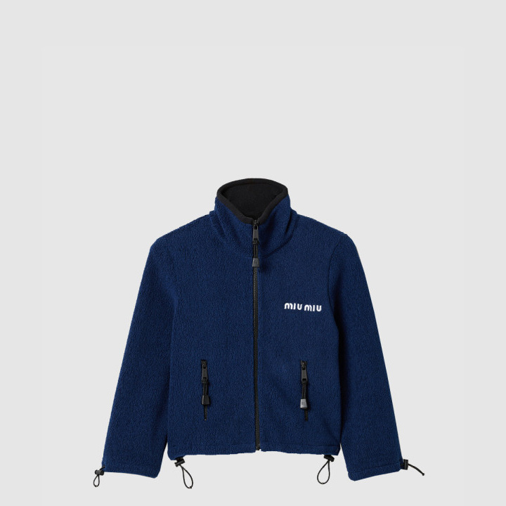 미우미우 코튼 플리스 크롭 스웨트셔츠