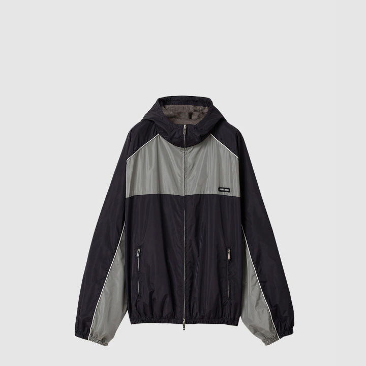 미우미우 테크니컬 실크 지퍼 블루종 재킷