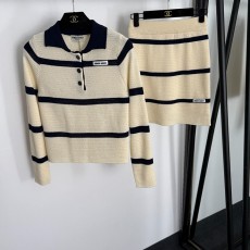 미우미우 스트라이프 스웨터 탑,스트라이프 니트 스커트