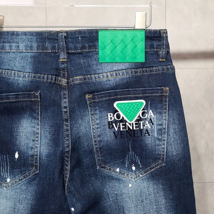 보테가베네타 BTG 그린레더패치 페인팅 워싱 청바지