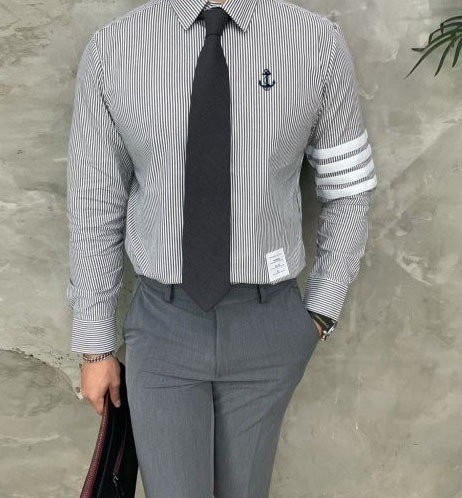 톰브라운 TB 블랙앵커 스트라이프 완장 셔츠