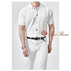 로로피아나 LLP 꽈배기 가디건 니트반팔